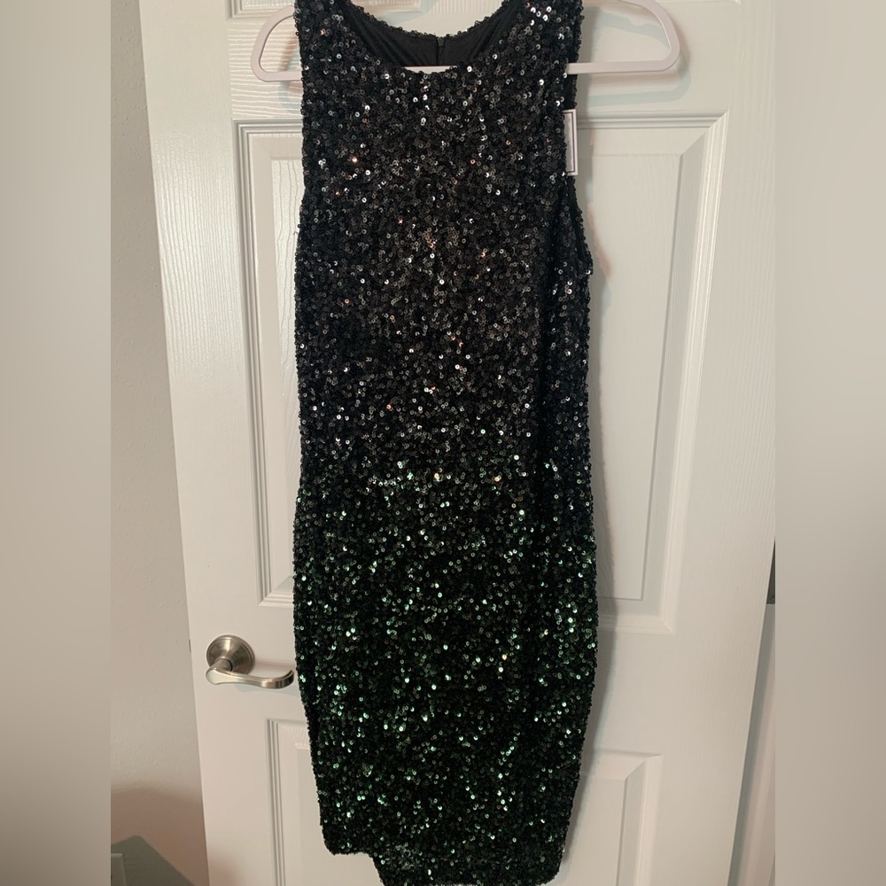 Black/Green Sequin Dress